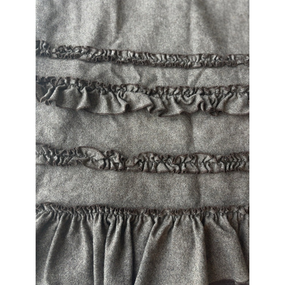 LOFT‎ Ann Taylor Size 14 Brown Wool Tiered Ruffle A-Line Side Zip Skirt 0636 - Picture 2 of 8